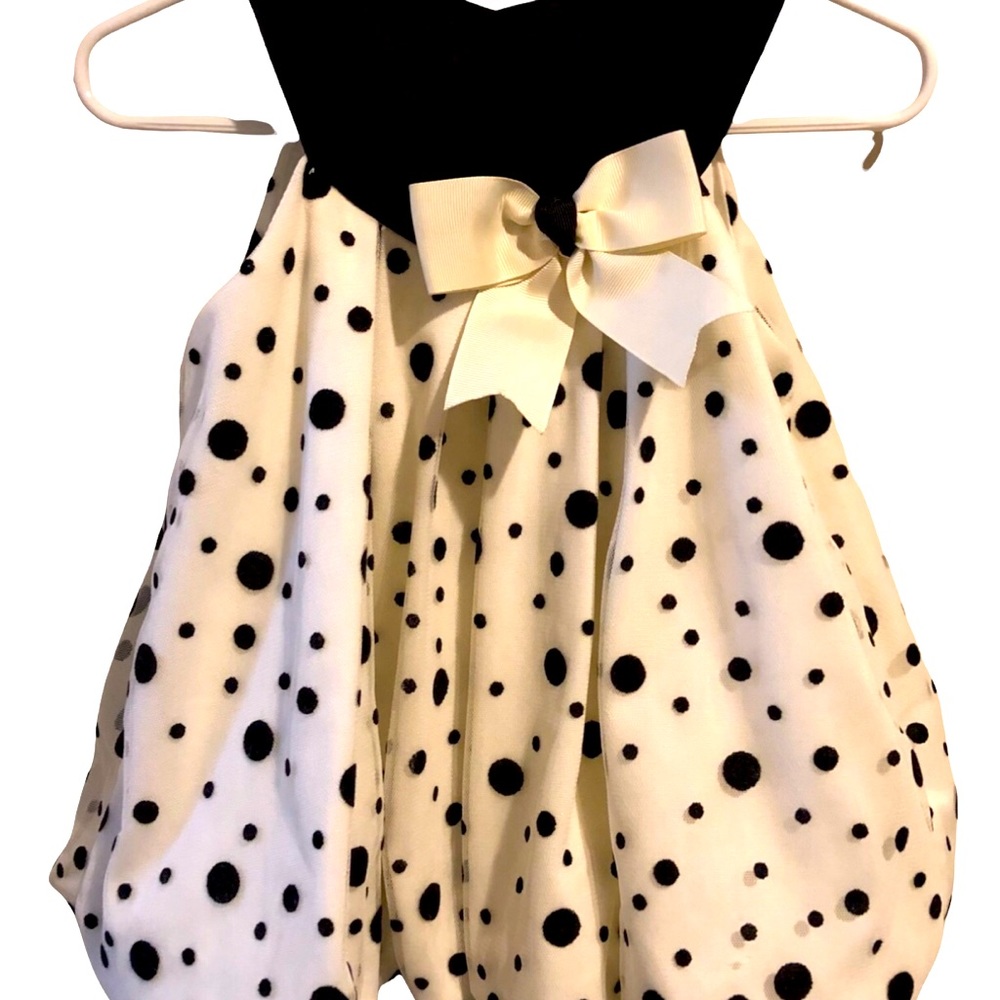 Sz 2T velvet bodice polka dot tulle skirt overlay party bubble hem. Holiday